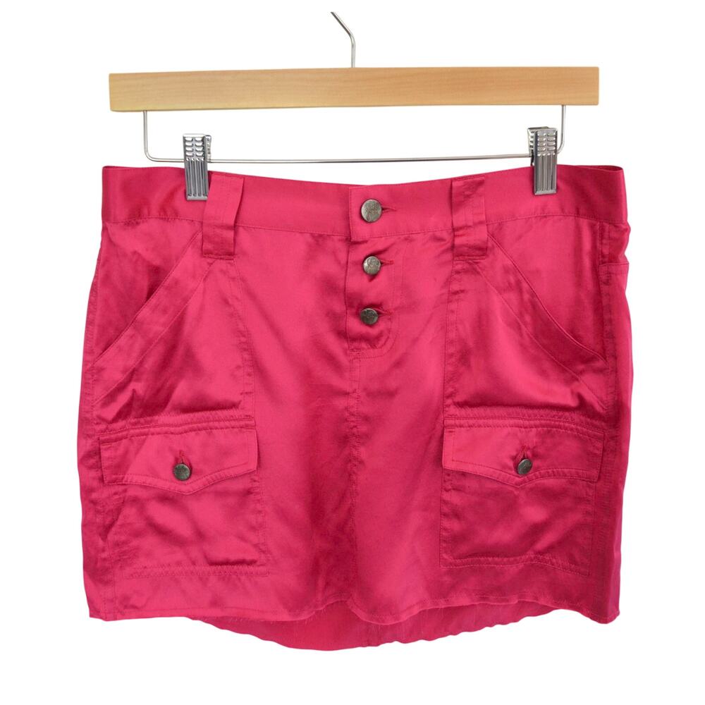Y2K Low Rise Cargo Silk Mini Skirt